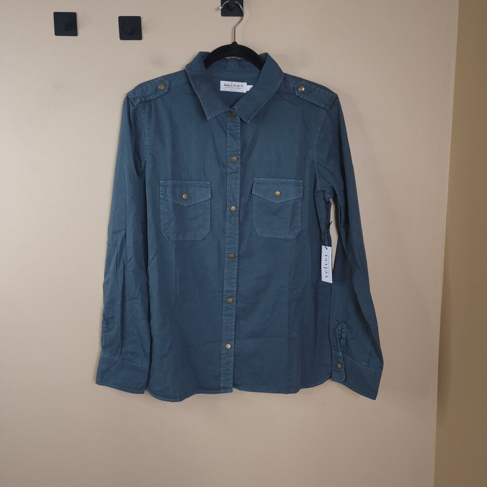 Velvet by Graham & Spencer Roxy Cotton Twill Button Down Shirt Size L